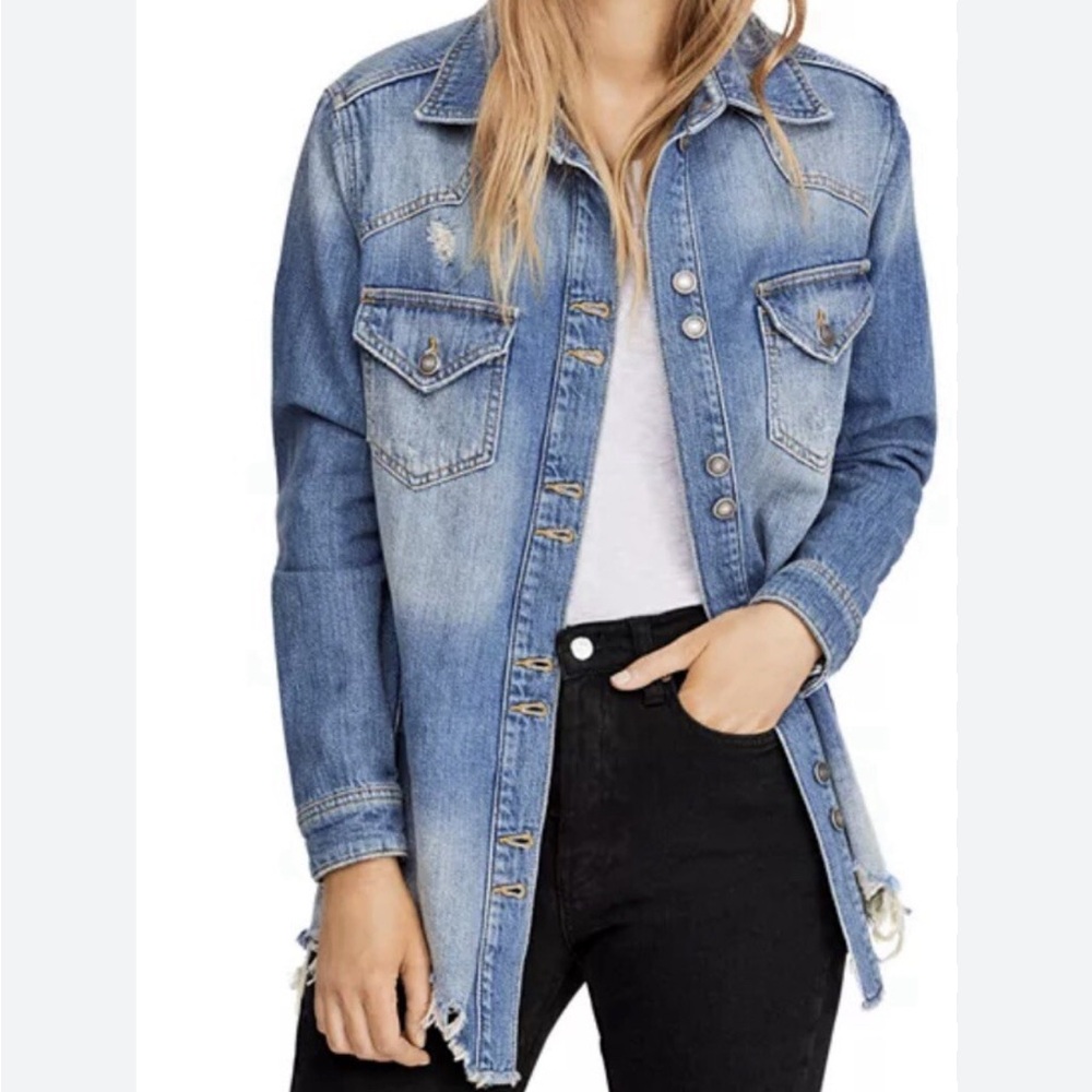 Free People size M Moonchils Distressed Denim Jacket size XS